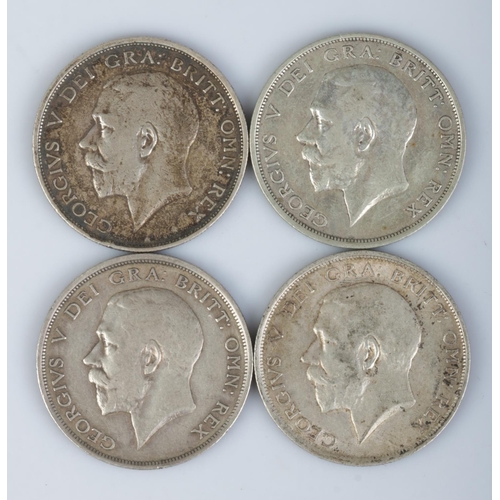 454 - Four George V silver halfcrown coins; 1915, 1916 and 1918 (2).