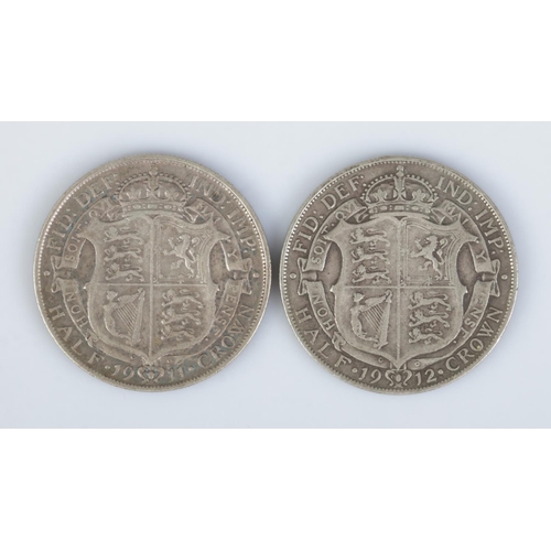 455 - Two George V halfcrown coins, 1911 and 1912.