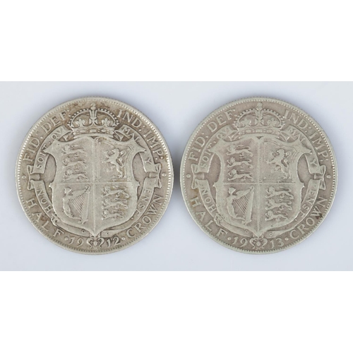 456 - Two George V halfcrown coins, 1912 and 1913.