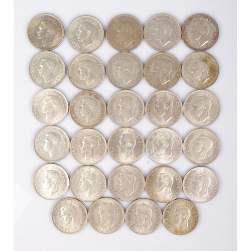 464 - Twenty nine George VI silver shillings. Each year with at least one English and one Scottish variati... 