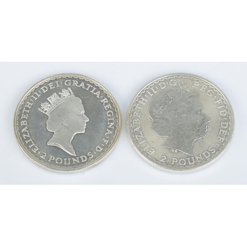 470 - Two Queen Elizabeth II silver two pound coins, 1997 and 1998. Both one ounce.