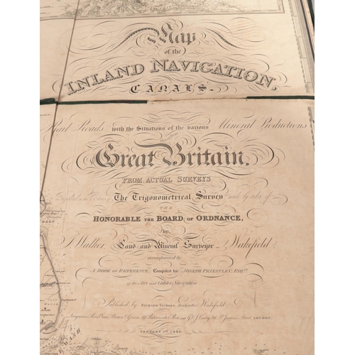 101 - A very large George IV six section cloth map; Inland Navigation, Canals, and Rail Roads with the Sit... 