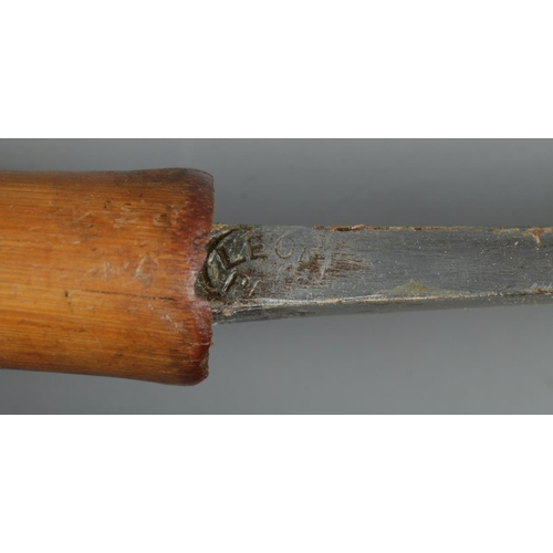 108 - An antique bamboo sword stick. The blade marked for Leon Paul. Total length 89cm, blade length 70cm.... 