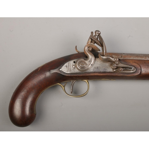 111 - A 19th century flint lock pistol. The lock plate stamped for Wheeler and the barrel having London pr... 