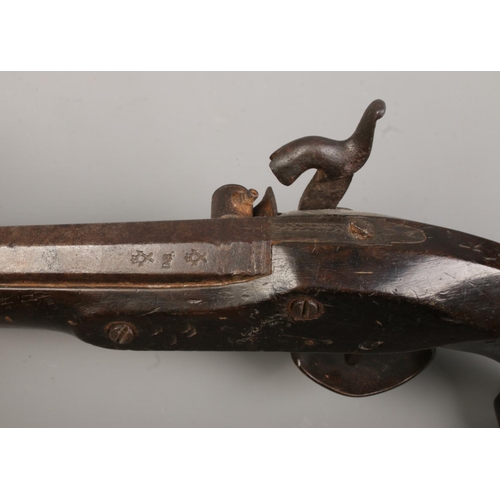 112 - A 19th century percussion pistol. The lock plate stamped for Blair. Barrel length 23cm. CAN NOT POST... 