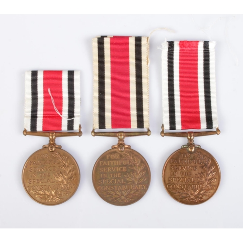 134 - Three Special Constabulary Long Service Medals. Includes George V with The Great War clasp awarded t... 