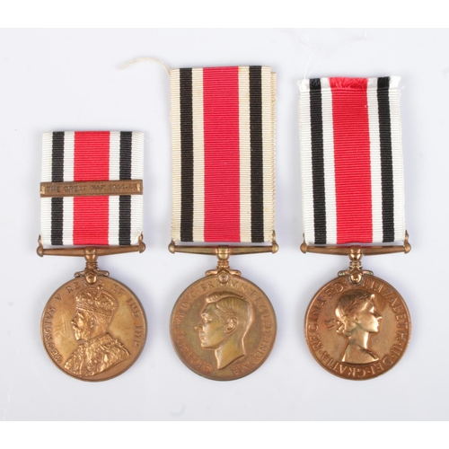 134 - Three Special Constabulary Long Service Medals. Includes George V with The Great War clasp awarded t... 