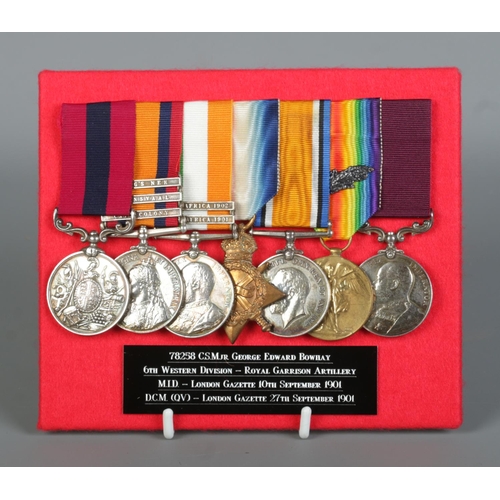 137 - A military medal group awarded to Sergeant George Edward Bowhay, Royal Garrison Artillery, later Com... 