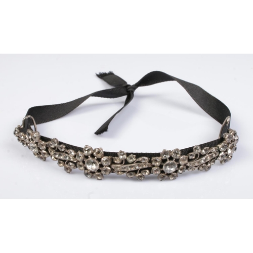 165 - A Georgian silver and paste choker, with floral clusters. Circa 1780.