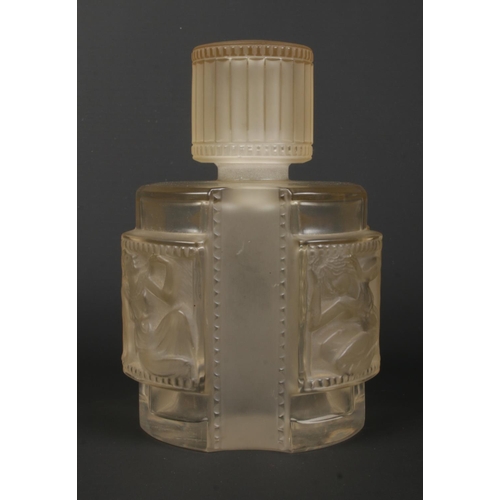 3 - A Lalique Helene glass perfume bottle with frosted glass panels. Etched Lalique France to base. Heig... 