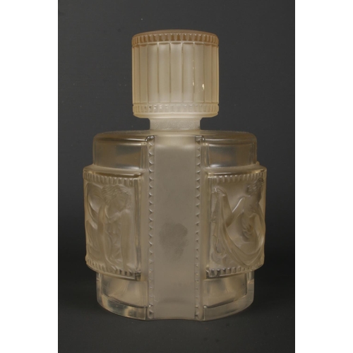 3 - A Lalique Helene glass perfume bottle with frosted glass panels. Etched Lalique France to base. Heig... 