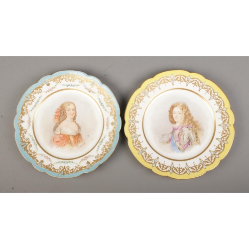 40 - Two 19th century Sevres Chateau De St Cloud dessert plates. Both titled to the reverse Louis XV and ... 