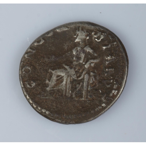 479 - A Sabina Augusta silver Denarius. The reverse depicting Concordia seated facing left.