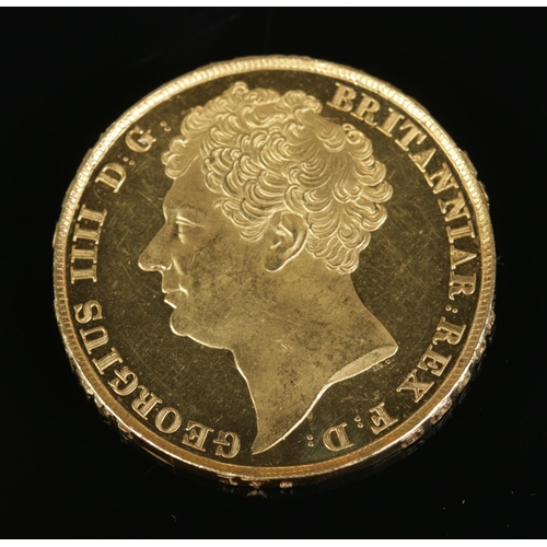 492 - A George IV gold two pounds, dated 1823. JBM below truncation. 15.99g.