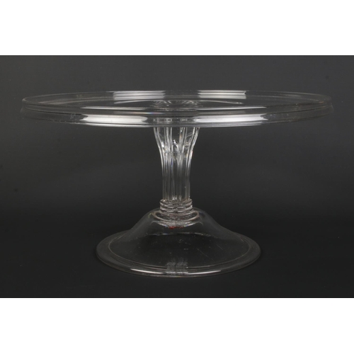 5 - A late 18th/early 19th century glass tazza with silesian stem and domed folded foot. Height 15cm, Di... 