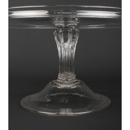 5 - A late 18th/early 19th century glass tazza with silesian stem and domed folded foot. Height 15cm, Di... 