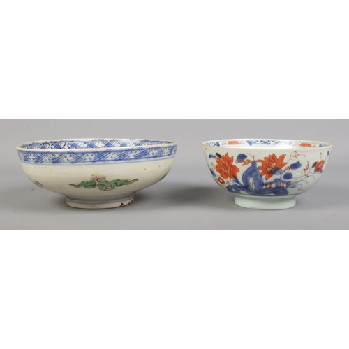 60 - Two antique Chinese export bowls. Diameter of largest 18.5cm.