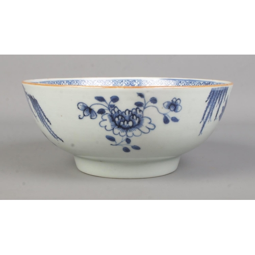 62 - An 18th century Chinese export bowl decorated in underglaze blue. Diameter 20cm.