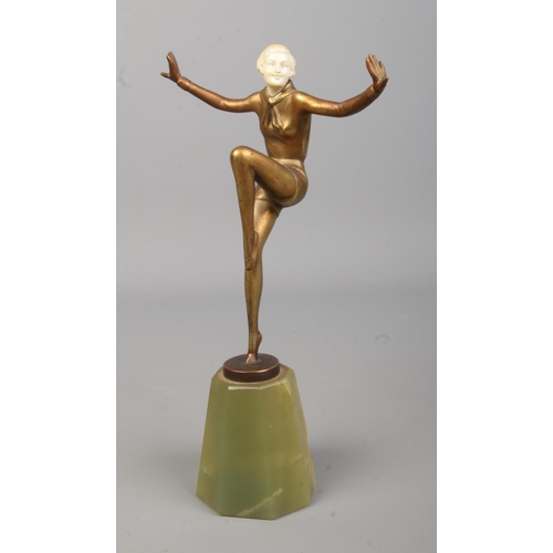 Josef Lorenzl (1892-1950), a bronze and ivory figure, modelled as a dancer, raised on onyx base. Height 21cm. Ivory submission reference JZD5RTB6.