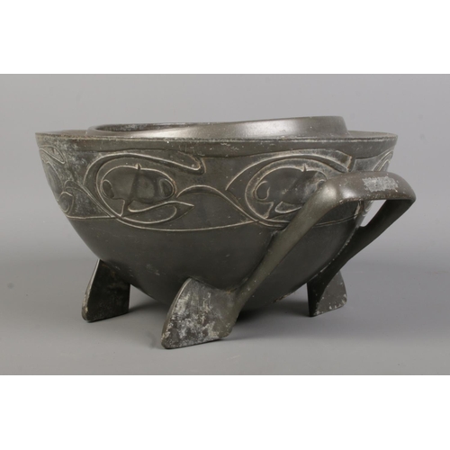 92 - An Art Nouveau Tudric pewter twin handle bowl designed by Archibald Knox for Liberty & Co. Stamped w... 