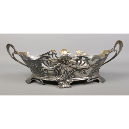 95 - A WMF silver plated centre piece/planter, both sides decorated in relief with a maiden. Stamped WMF ... 