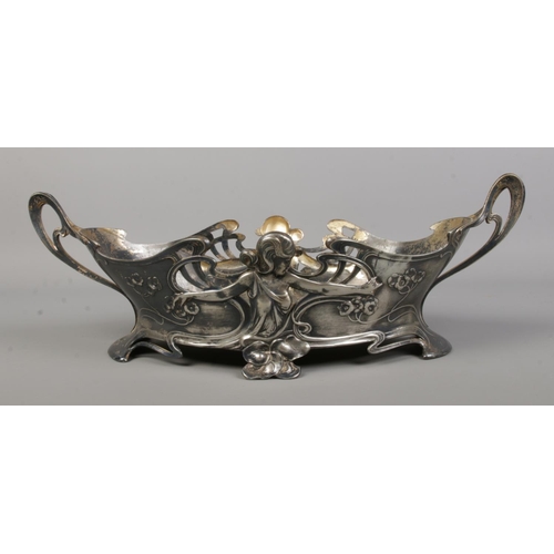 95 - A WMF silver plated centre piece/planter, both sides decorated in relief with a maiden. Stamped WMF ... 