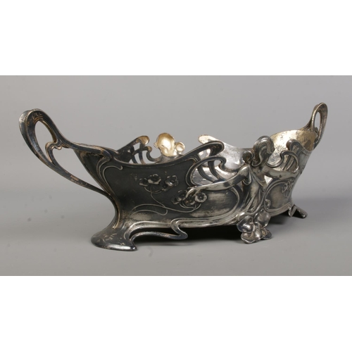 95 - A WMF silver plated centre piece/planter, both sides decorated in relief with a maiden. Stamped WMF ... 