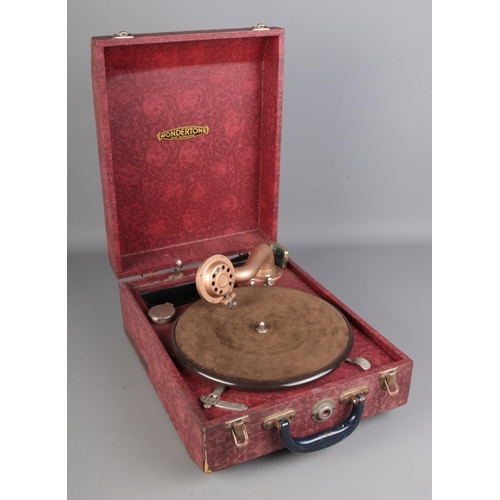 507 - A Wondertone portable picnic gramophone