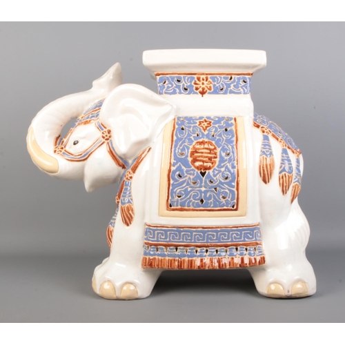 531 - A large ceramic ceremonial Indian elephant plant stand.