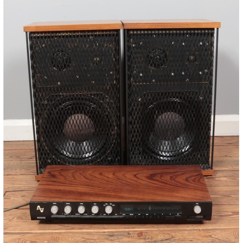 553 - A 1970's Armstrong 626 tuner/amplifier along with a pair of unmarked speakers.