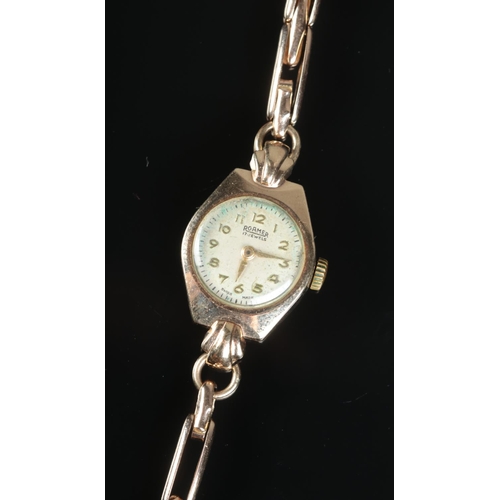 636 - A 9ct gold Roamer Ladies 17 jewels watch