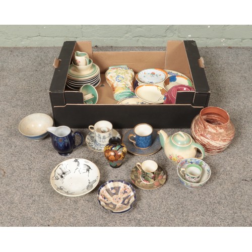 281 - A box of ceramics including Poole, Denby, William Morris pattern, Liberty pattern, Wedgwood, Radford... 