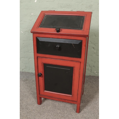 617 - A small bureau type cupboard with painted finish