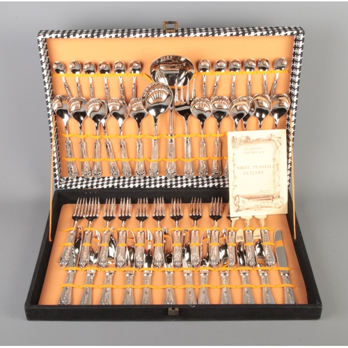 109 - A nickel plated 51 piece set of cutlery in presentation box.