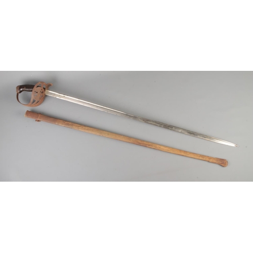 117 - A German/Prussian 1889 cavalry sword with scabbard. Stamped WK&C to blade for Weyersberg, Kirschbaum... 