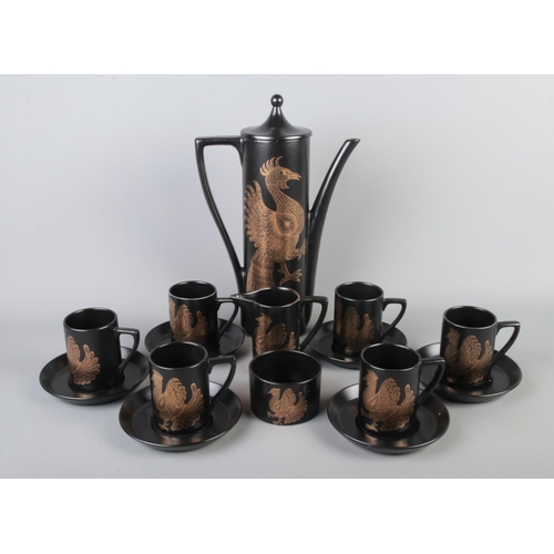 14 - A Portmeirion coffee service, in the Phoenix design. Contains coffee pot, milk jug, sugar bowl and c... 