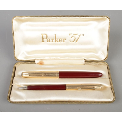 150 - Mid century cased Parker pen and pencil set 'Parker 51'