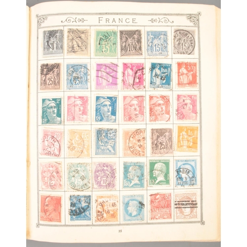 169 - Three partly filled world stamp albums, together with a small collection of loose examples.