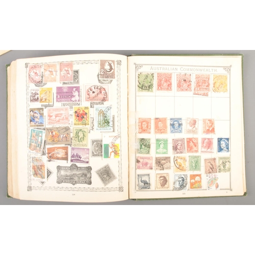 169 - Three partly filled world stamp albums, together with a small collection of loose examples.