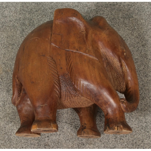 246 - A large carved wooden elephant ornament, height 37 x width 38cm