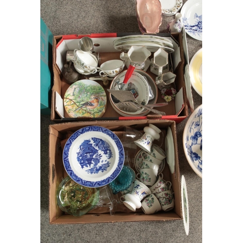 261 - Two boxes of assorted ceramics and glassware to include Wedgwood Beaconsfield, Aynsley, Moore & Co w... 