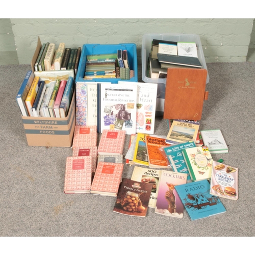 262 - Four boxes of assorted mostly non-fiction books to include travel guides, ordinance survey maps, Ill... 