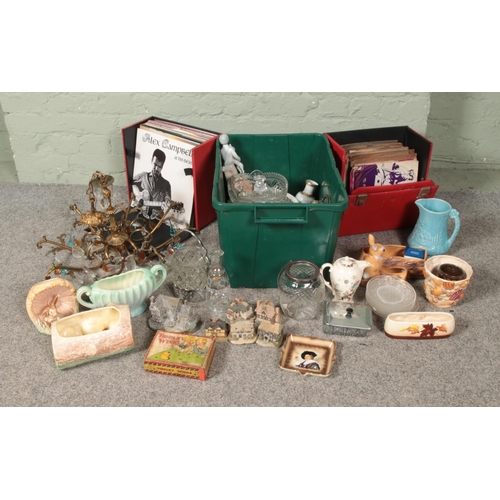 295 - A box of miscellaneous to include Sylvac, cut glass items, tiddlywinks boxed game, collectable cotta... 