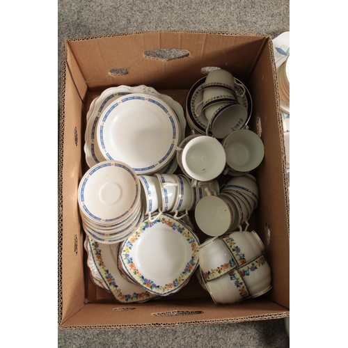 302 - A box of assorted part tea services to include Royal Standard Trend, Royal Albert 7574, Paragon 5305... 