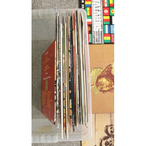 340 - A box of assorted vinyl records; to include Bob Marley and the Wailers, The Kinks, Eagles, UB40, Blo... 