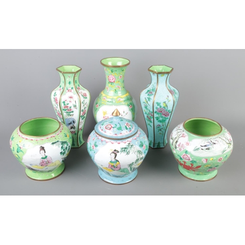 58 - A collection of Chinese enamel vases and jars.