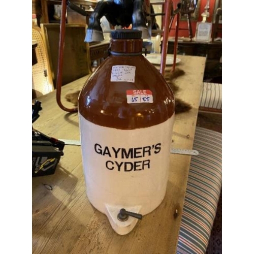 60 - A Gaymer's glazed stoneware two gallon cider flagon.