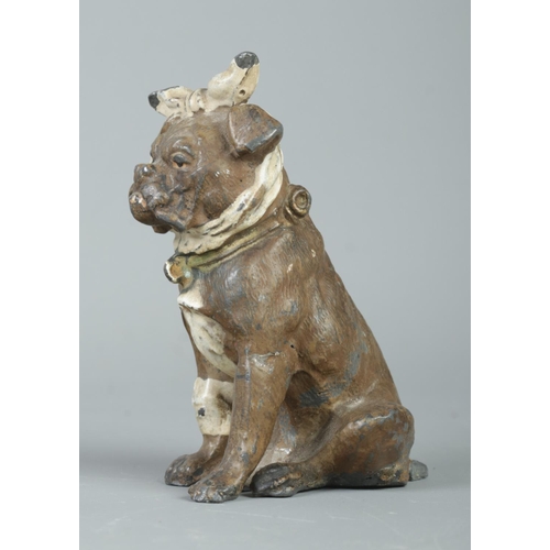 65 - An early Twentieth Century Bergman style cold painted base metal figure of a dog, wrapped in bandage... 