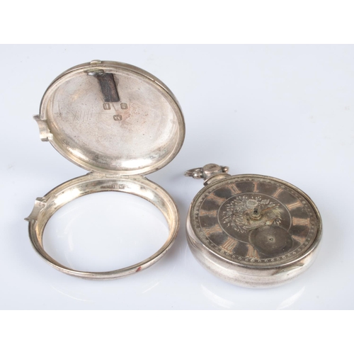 482 - A Victorian silver pair cased fusee pocket watch. Assayed Birmingham 1860. The movement engraved for... 