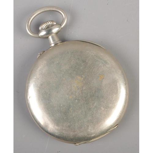 502 - A large white metal DOXA Anti-Magnetique pocket watch, with inside back plate embossed for 'Medailll... 